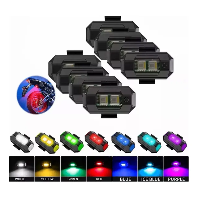 8 Luz Led Estrobo Funciones Fija Moto Bici Auto 7 Color Usb