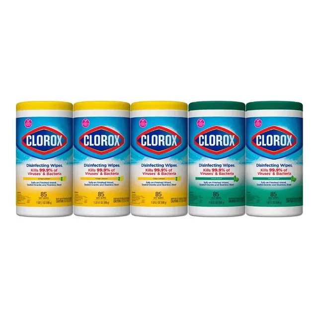 Clorox Toallas Desinfectantes 5 Botes Con 85 Toallitas C/u