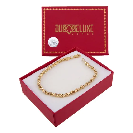 Pulsera Hombre Torzal 4mm Plata Baño Oro 24k Duodeluxejoyas®