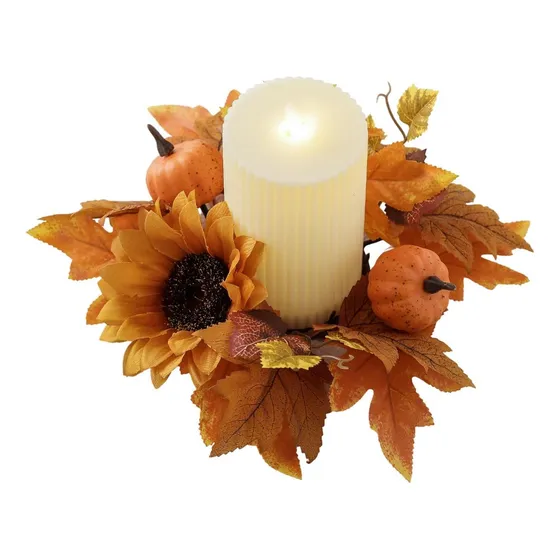 Acción De Gracias Anillo De Velas Otoño Pequeño Corona Hojas