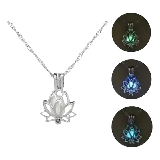 Collar Flor De Loto Dije 25x15mm Incluye Cadena Acero 316 L