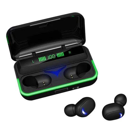 Fone De Ouvido Bluetooth Sem Fio Tws E10 A Prova Dágua Cor Preto Luz H'maston Verde escuro