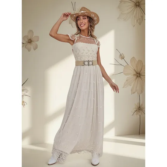 Vestido Largo Novia Bordado Espalda Abierta Puntilla Y Tul