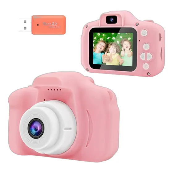 Cámara Rosa Para Niños Resolución Hd 1080p, Tarjeta Sd 32gb