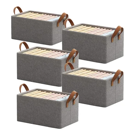 Kit 5 Cesto Caixa Organizadora Dobrável Guarda Roupa Grande