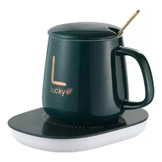 Taza Con Calentador Electrica55º Taza De Café/ 3 Color Color Verde Oscuro