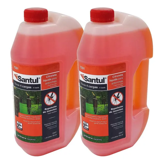 Citronela Líquida Repele Insectos 2pzs 1.9l Para Antorcha Color Naranja