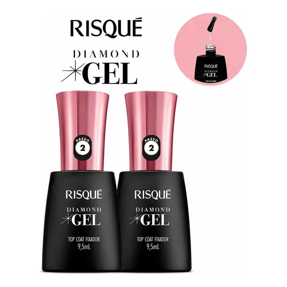Kit 2 Esmalte Risqué Em Gel Top Coat Fixador 9,5ml