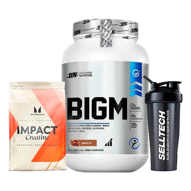 Bigm 2kg Chocolate+creatina Myprotein 250gr+shaker
