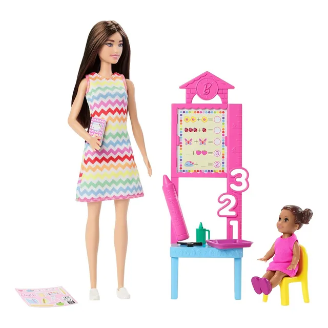 Muñeca Barbie Profesiones Maestra Con Alumna Morena