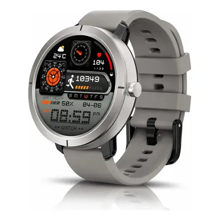 Smartwatch Wearzone Flare Preto Amoled, Com Gps Integrado Caixa Prateado Pulseira Cinza Bisel Prateado Desenho Da Pulseira Mesh