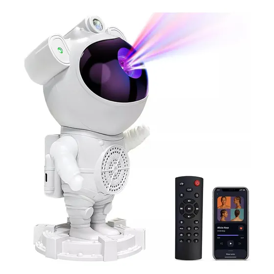 Astronauta Proyector Led/ga-laxia Lampara Blue-tooth Blanco