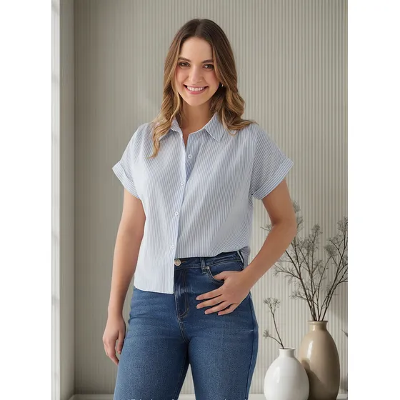 Camisa Esprit 619f083 Azul Firma