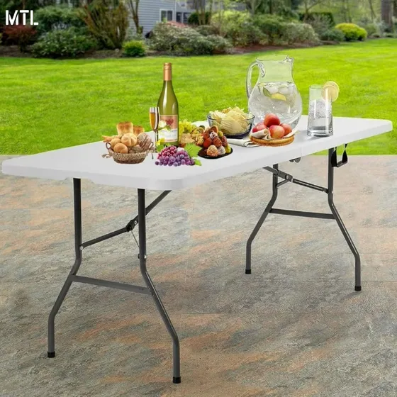 Mesa Plegable MTL-180 180 cm Blanca Rectangular Acero/Plástico