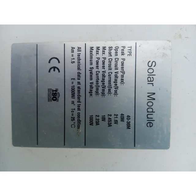 Panel Solar Solar Module 40x36m 40w 18v