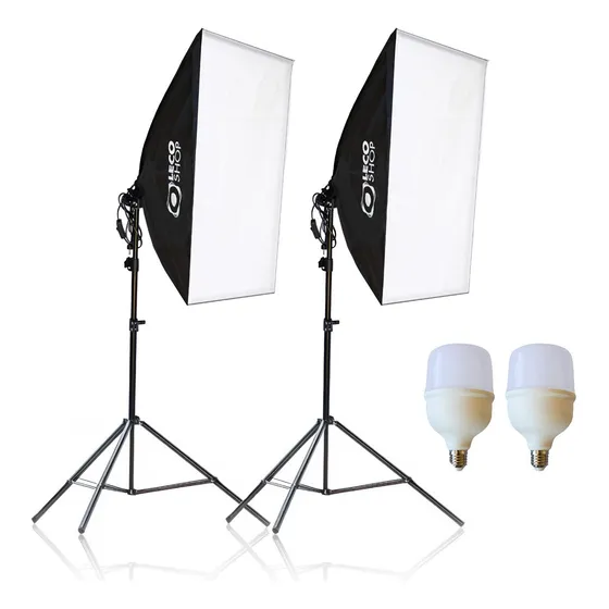 Kit 2 Soft Box 50 X 70 Com Lampadas Led Estudio Luz Continua