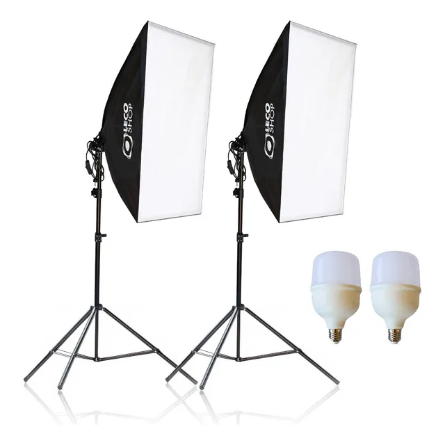 Kit 2 Soft Box 50 X 70 Com Lampadas Led Estudio Luz Continua