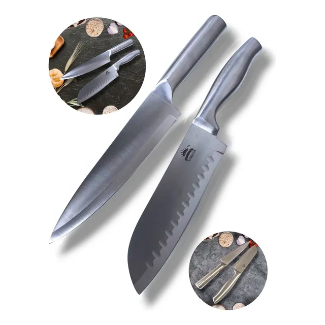Set X2 Cuchillos Juego Kit Acero Cocina Kingsta Chef Santoku