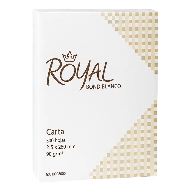 Papel Bond 90gr Carta Royal Con 500 Hojas Extra Blanco Extra Blanco