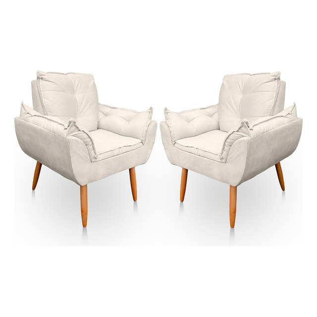 Kit 2 Poltrona Opala Para Sala E Quarto Suede - Jylcrom Kit 2 Poltrona Opala Para Sala E Quarto Suede - Jylcrom