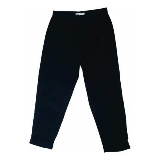 Pantalon Zara Negro Talla 31 Poliester Suelto Ruedo Nuevo