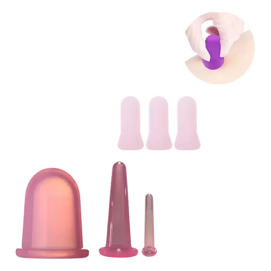 Kit 6 Ventosa para Massagem Facial e Corporal Vácuo Silicone