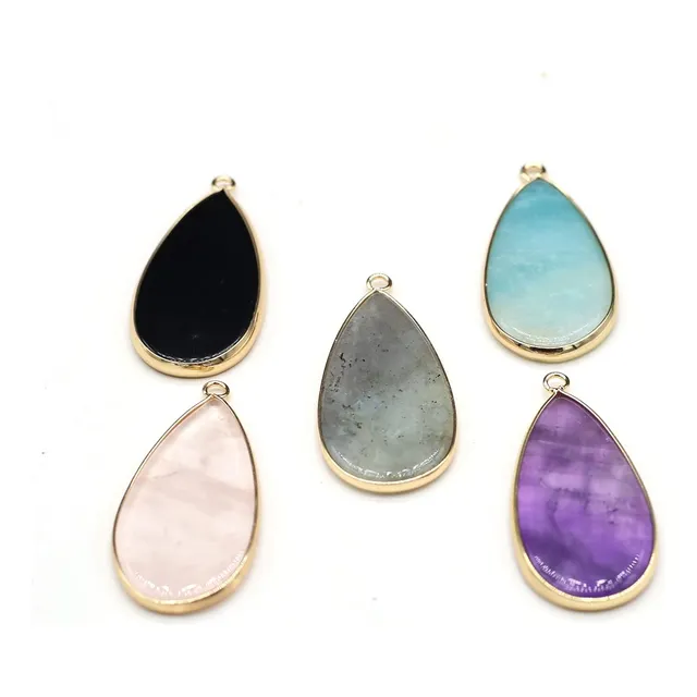 5 Colgante Piedra Natural Larga Forma Gota Agua Mixta Agata