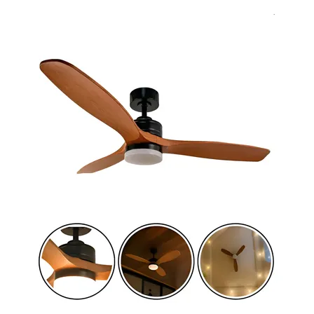 Ventilador De Teto 3 Pás Elegant Preto Mogno Led Multicolor 1.52 M 60 Preto 127/220v Madeira Plástico 3 Preto Madeira