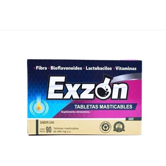 Biomiral Exzon Genérico De Nikzon 90 Tabletas Masticables Sabor Uva