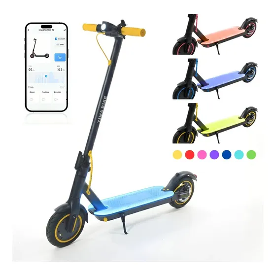 YIMA A11 Scooter Patín Eléctrico Plegable 35KM/H-500W-30KM-Batería 36v 8ah 30 Millas,30km/h 8.5» Neumático Motor 600w,Patin Eléctrico Pedales Iluminados en 7 Colores Con Pantalla Lcd,3 Velocidades