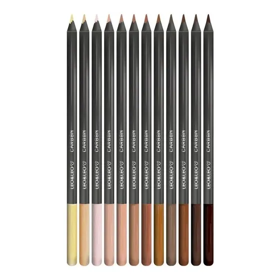 Lapis De Cor 12 Cores Tons De Pele Carbon Soft Macio Leonora Cor da marcação Colorido