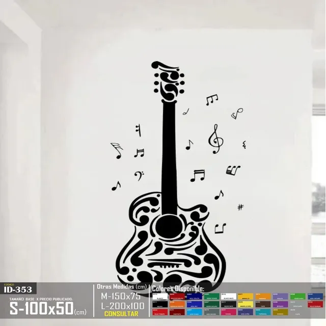 Vinilos Decorativos Musical Guitarra Notas Musicales