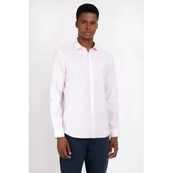 Camisa Reg Tricoline Liso Stretch Rosa Ml.02.0677006