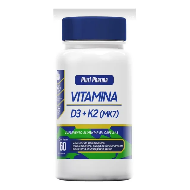 Vitamina D3 10.000ui + Vitamina K2 Mk7 100mcg 60 Cápsulas