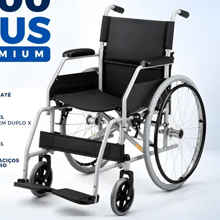 Cadeira De Rodas Dobrável 120kg Dellamed Resistente Conforto Preto