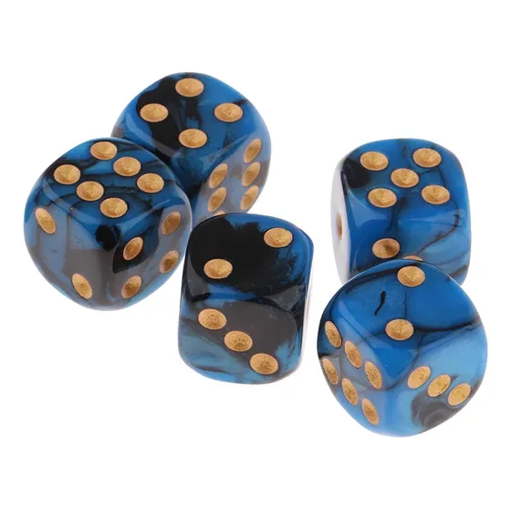 5 Piezas De Dados D6 Accesorios Para Y Gaming Azul Oscuro