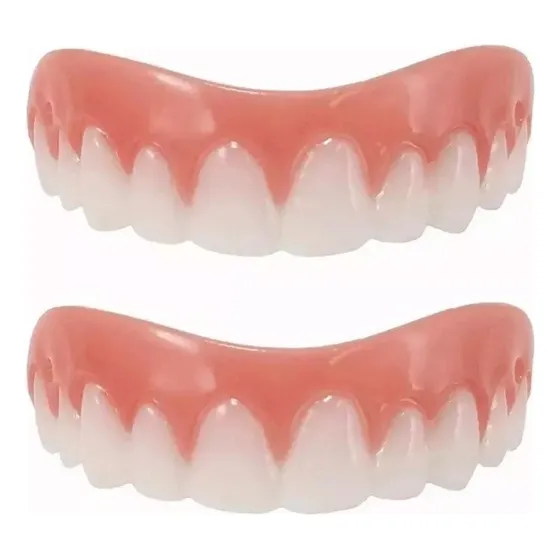 Nuevo 2juegos De Dentaduras Postizas De Silicona Simuladas A