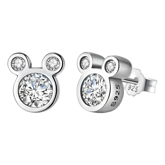 Aros Niña Mujer Regalo Joyas Plata Zircón Mickey Mouse Envío