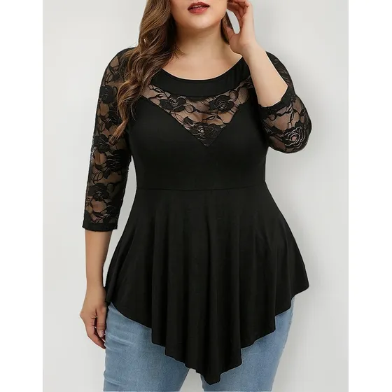 Blusa Bata De Malha Detalhe Em Renda 