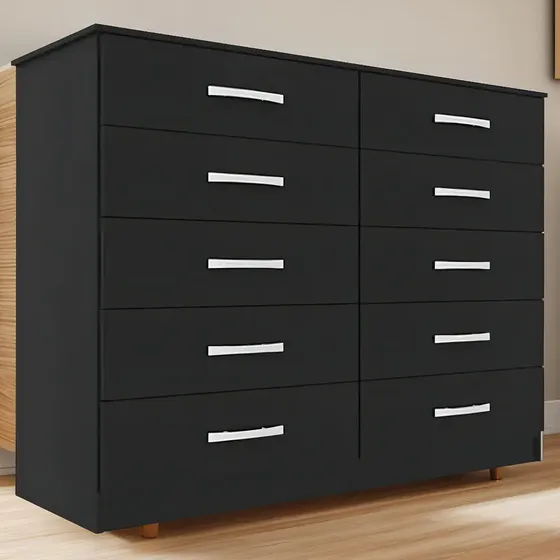 Comoda Cajonera Dormitorio Guarda Ropa 10 Cajones Color Negro | Cuotas sin interés