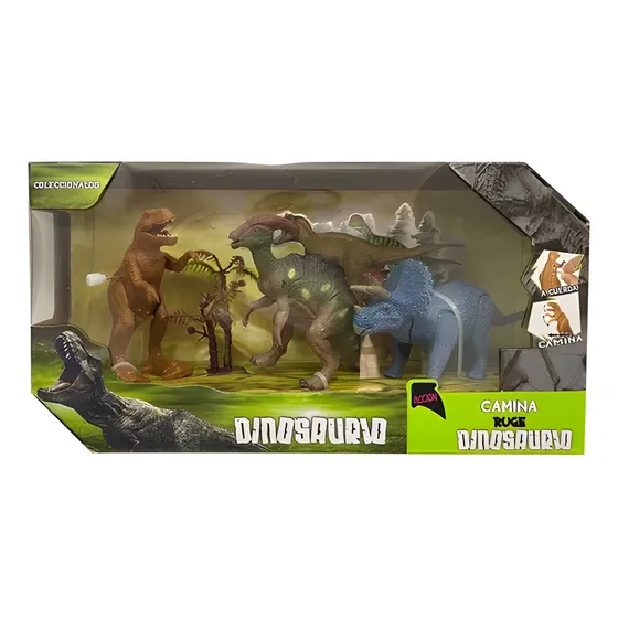 Set Dinosaurios X3 Chicos 7095 T-rex Triceratops Parasaurio