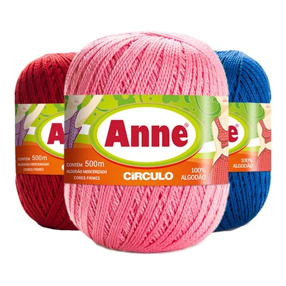 Kit 5 Linhas Anne 500m Novelo Tricô Crochê - Várias Cores