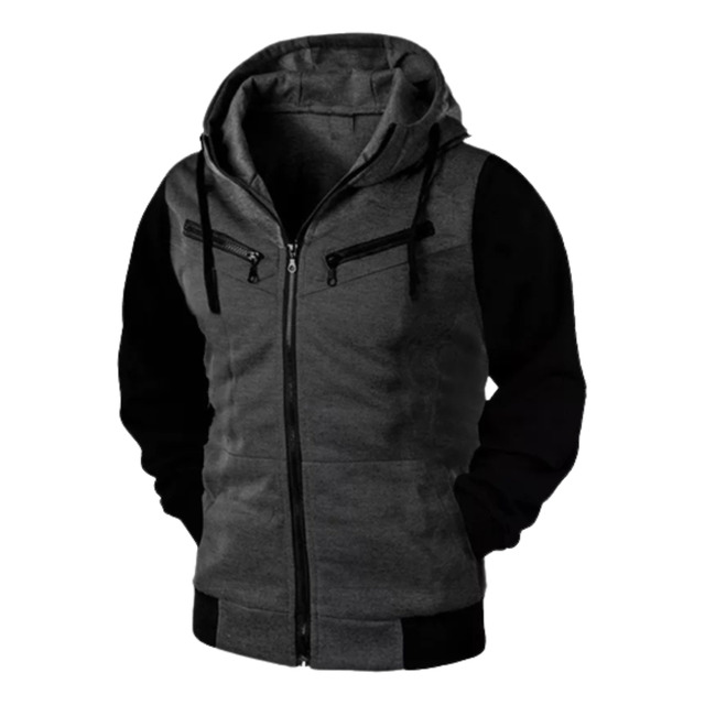 Blusa De Frio Moletom Felpado De Zíper Slim Com Capuz