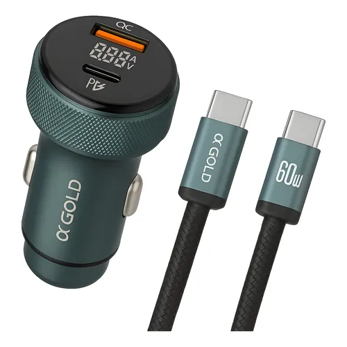 Kit Carregador Veicular Turbo 60w Tipoc Automotivo Usb Carro