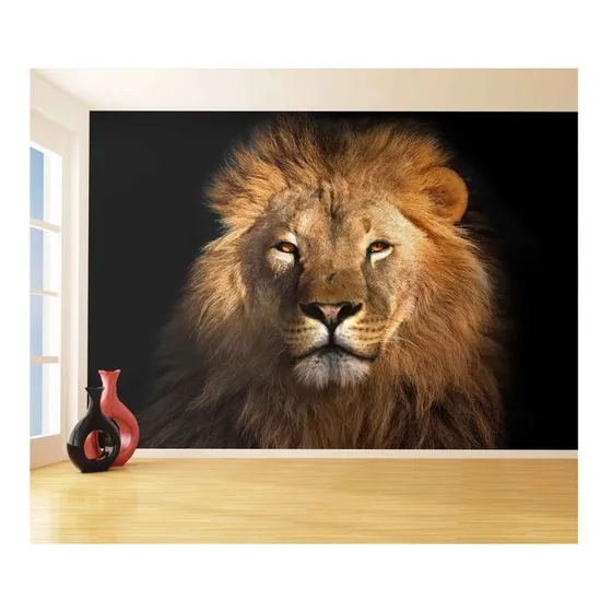 Adesivo De Parede Animais Leão Rosto Olhar 3d M² Anm229