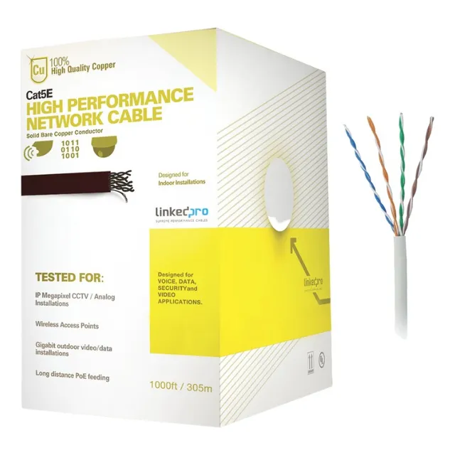 Bobina Cable 305m Cat5e Alto Rendimiento Color Blanco 