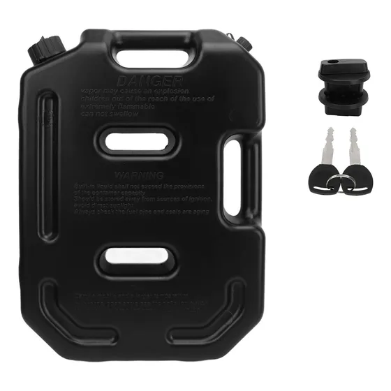 Bidon Plano Tanque De Gasolina 10 Lts Negro Con Seguro
