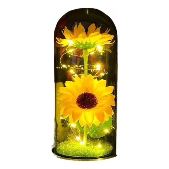 L Flores Artificiales Preservadas De Girasol Con Luces