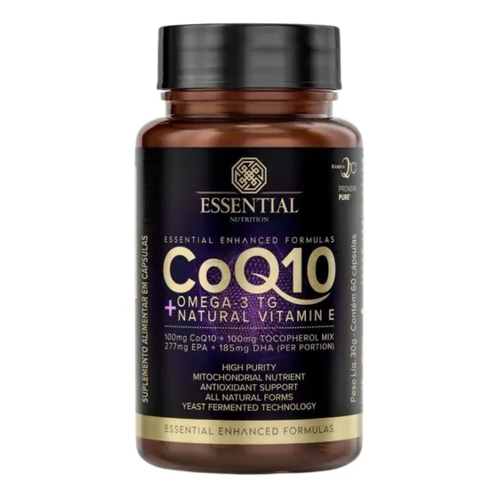 Coq10 + Ômega 3tg + Vitamina E 60 Caps - Essential Nutrition Sabor Sem sabor