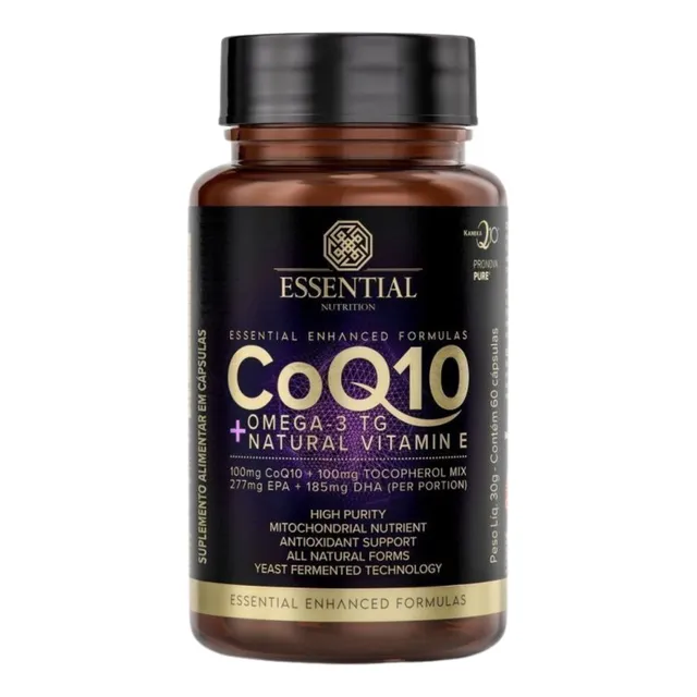 Coq10 + Ômega 3tg + Vitamina E 60 Caps - Essential Nutrition Sabor Sem sabor